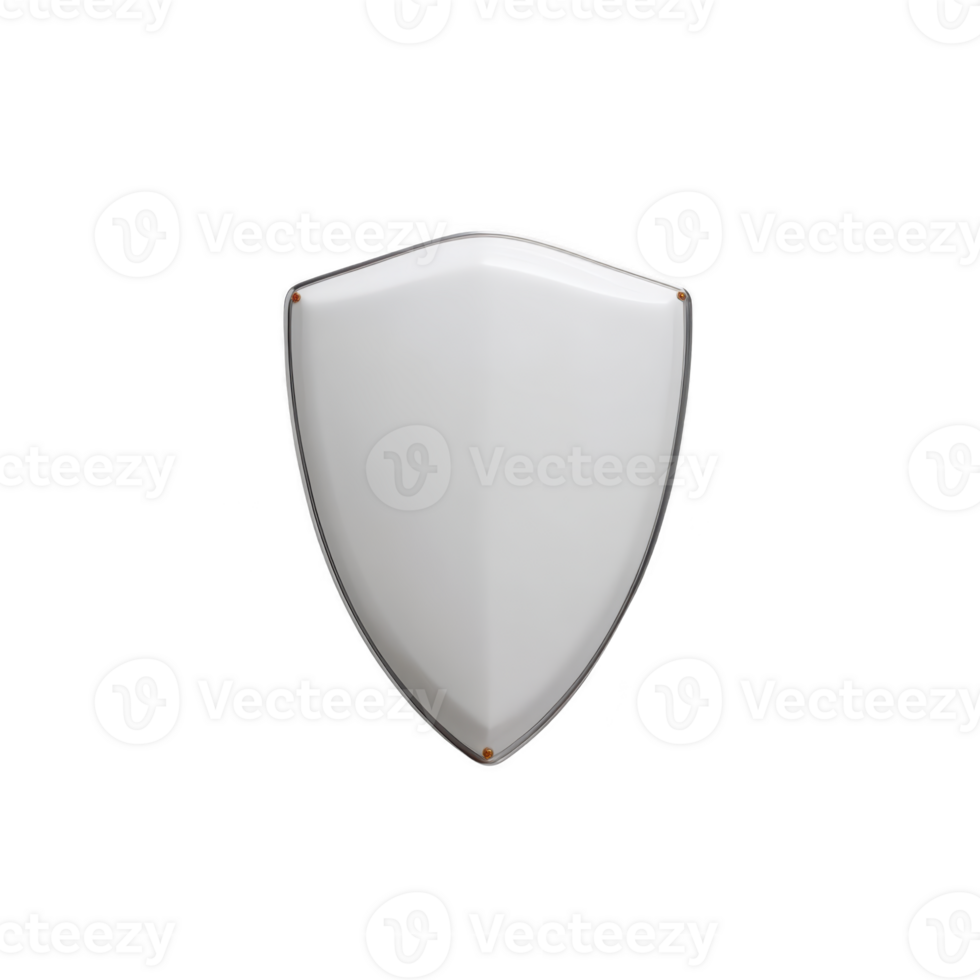 White shield with smooth surface and pointed bottom, symbolizing protection and security, is displayed against transparency background. minimalist design emphasizes strength and simplicity png