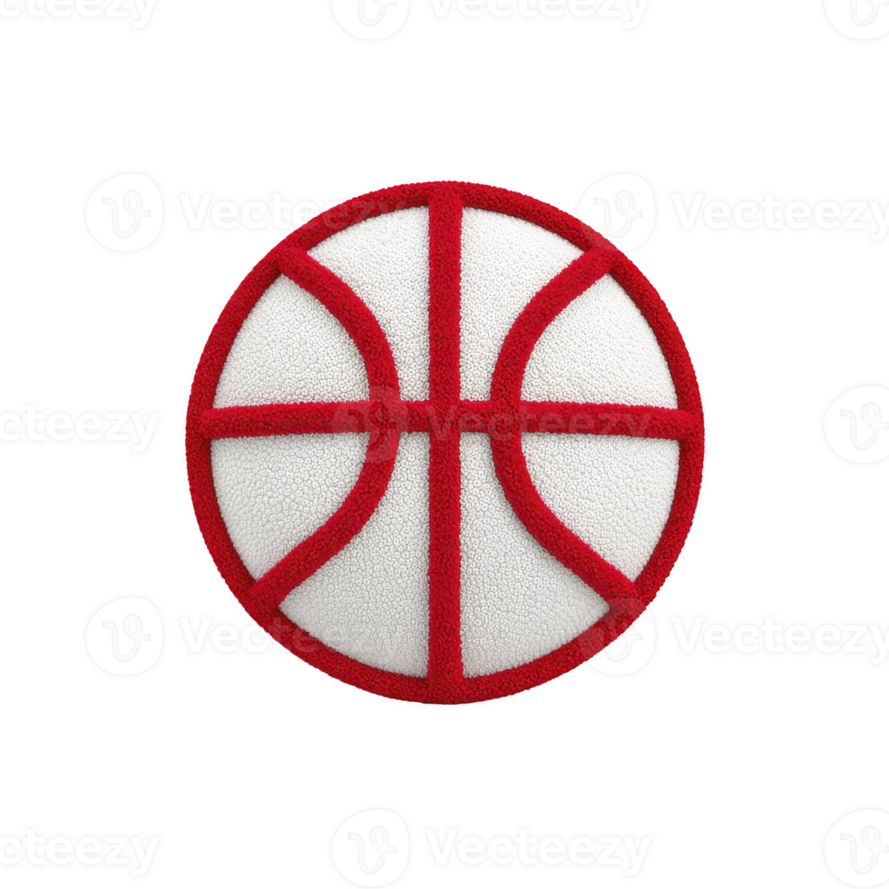 Red and white basketball icon with textured surface, featuring classic design with bold lines. image is simple and modern, ideal for sports related themes png