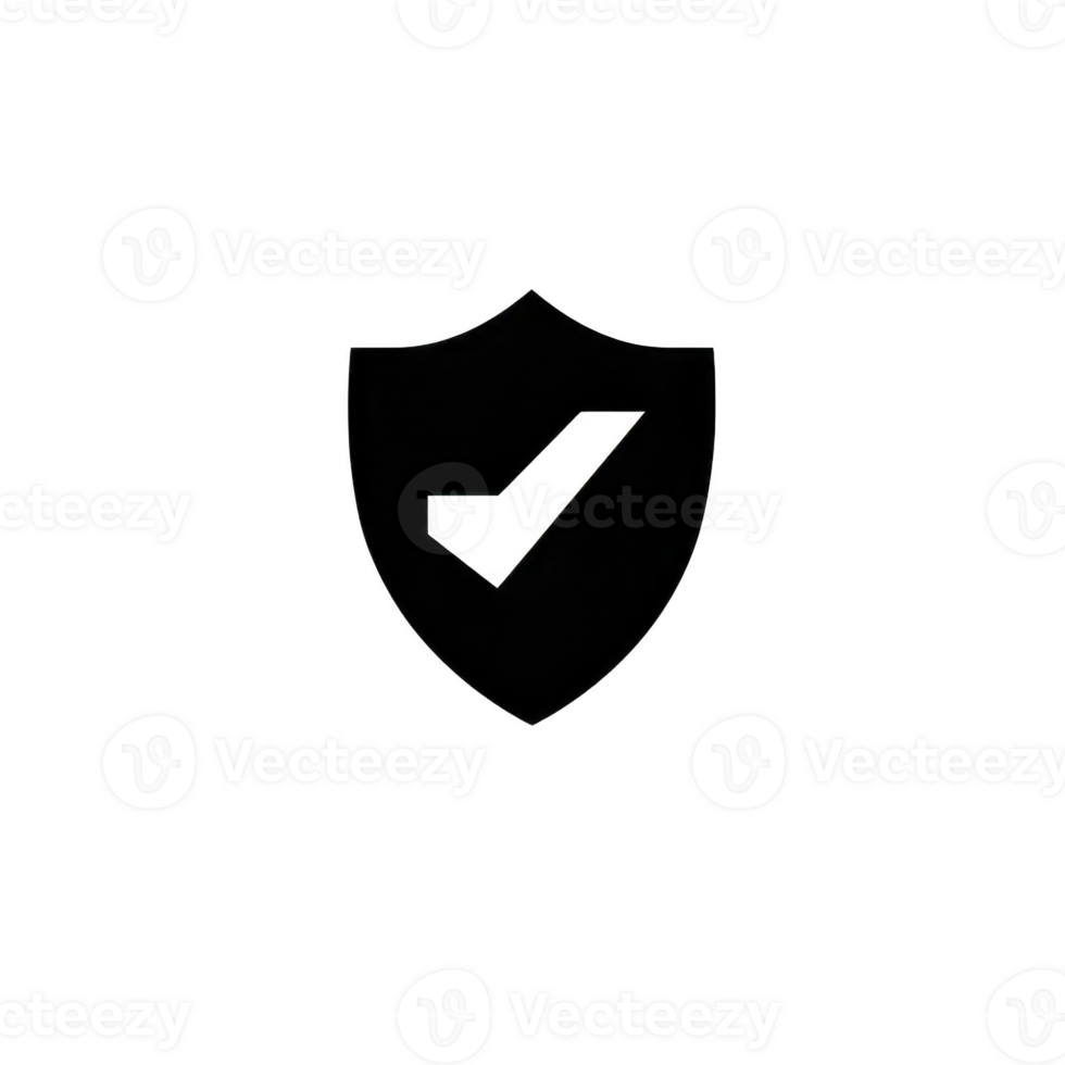 Black shield icon with checkmark symbolizes security and protection, conveying sense of safety and trust png