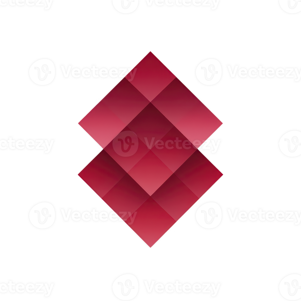 Geometric pattern featuring red diamond shape with gradient effect, creating modern and abstract design. symmetrical arrangement adds sense of balance and harmony png