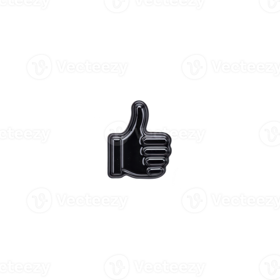 Black and white thumbs up icon is centered on plain background, symbolizing approval or agreement. minimalist design is clear and easily recognizable png