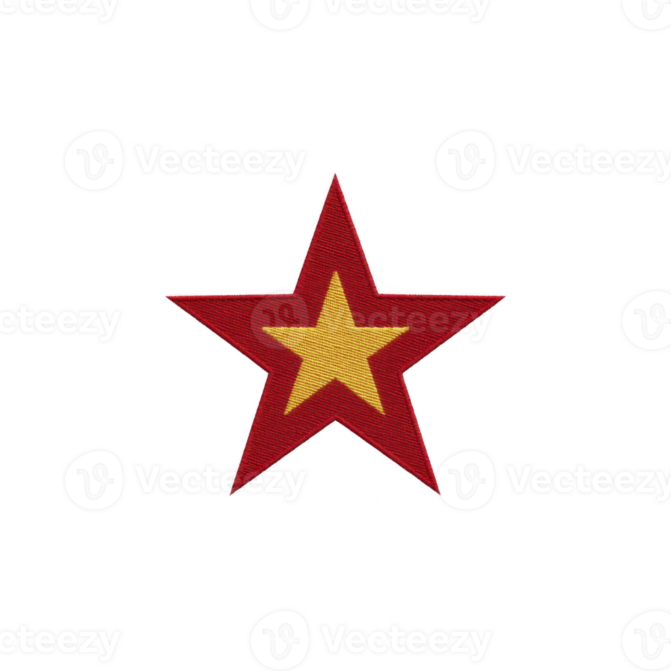 Red star with yellow center is depicted, symbolizing unity and strength. design is simple yet bold, often associated with various cultural and political meanings png