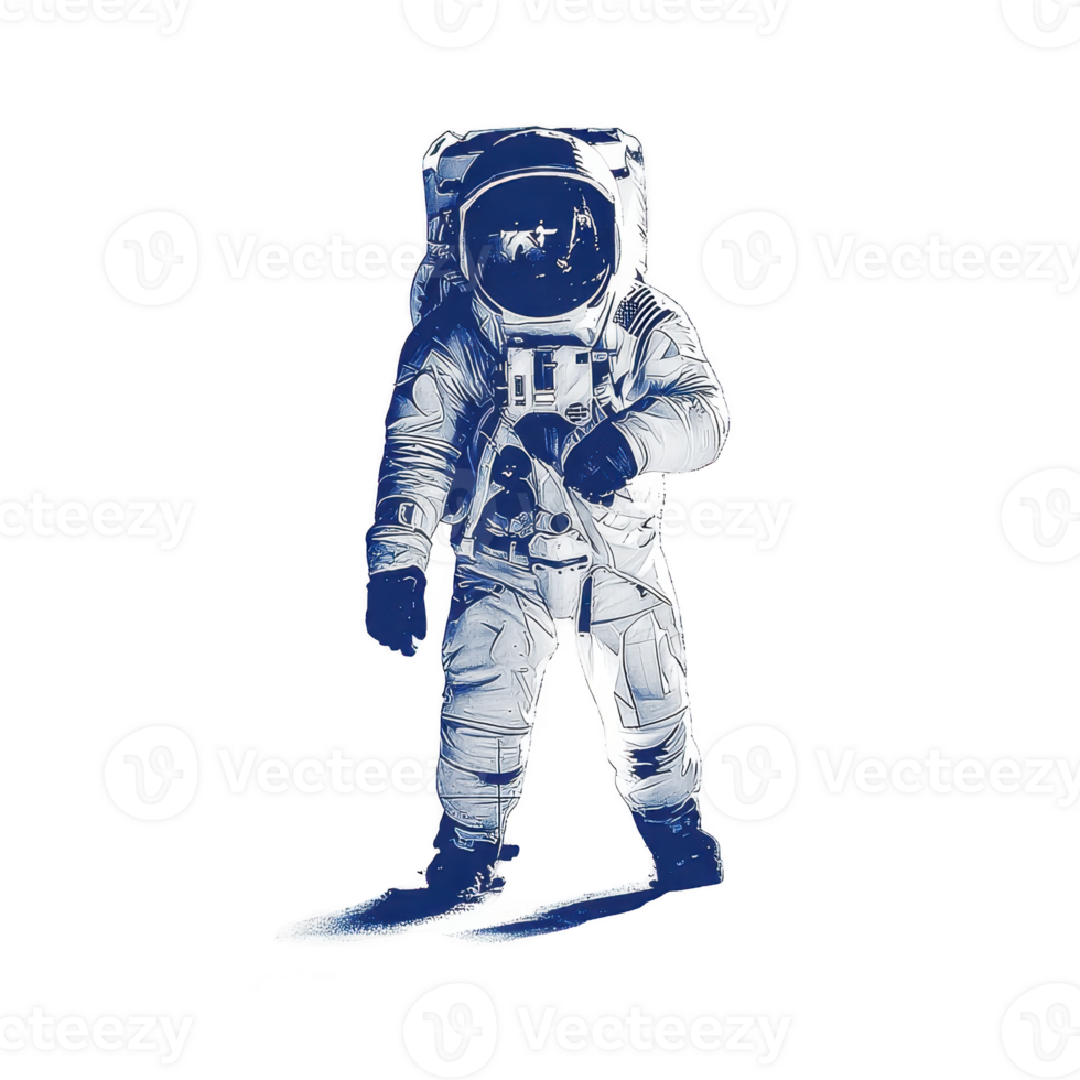Astronaut in spacesuit stands confidently, evoking sense of exploration and adventure. detailed suit and helmet reflect vastness of space and spirit of discovery png