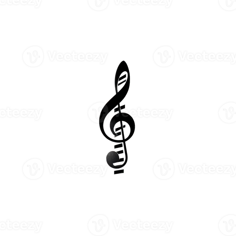 Black treble clef symbol stands out against plain background, representing music and melody. simple design is iconic in musical notation png