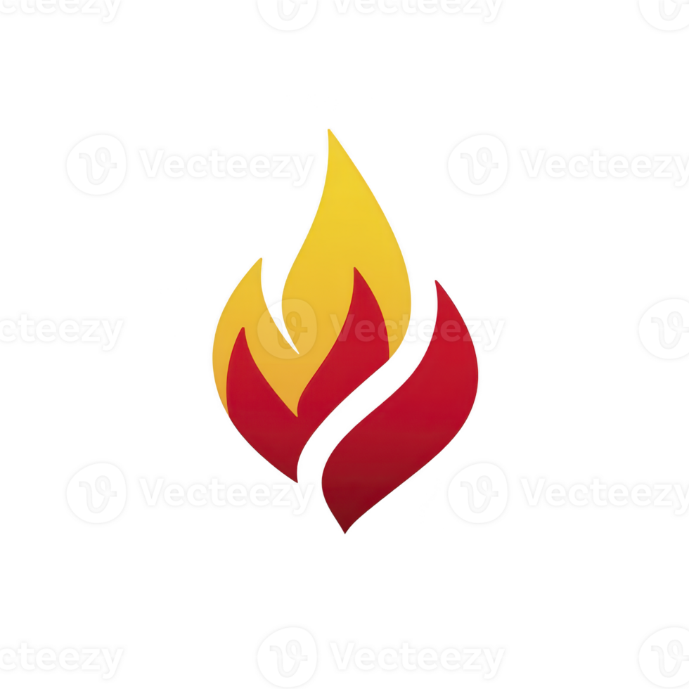 Stylized flame icon with red and yellow colors, symbolizing energy and warmth. design is simple and modern, often used to represent fire or heat related concepts png