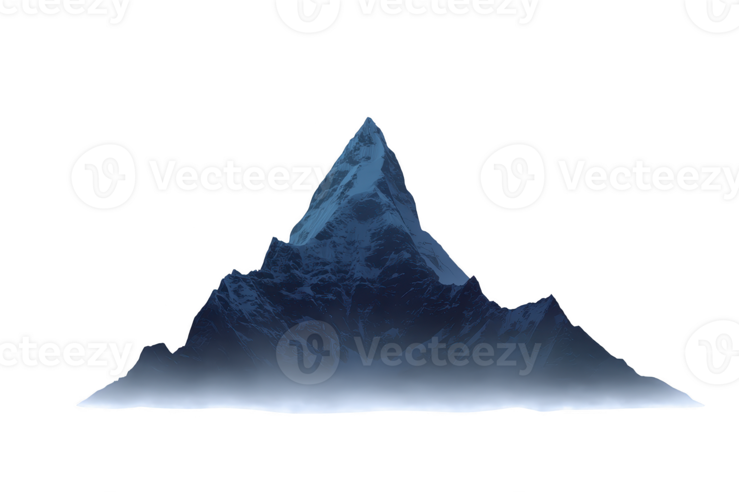 A majestic, snow capped mountain peak rises sharply against clear sky, its rugged slopes shrouded in mist, evoking sense of awe and tranquility png