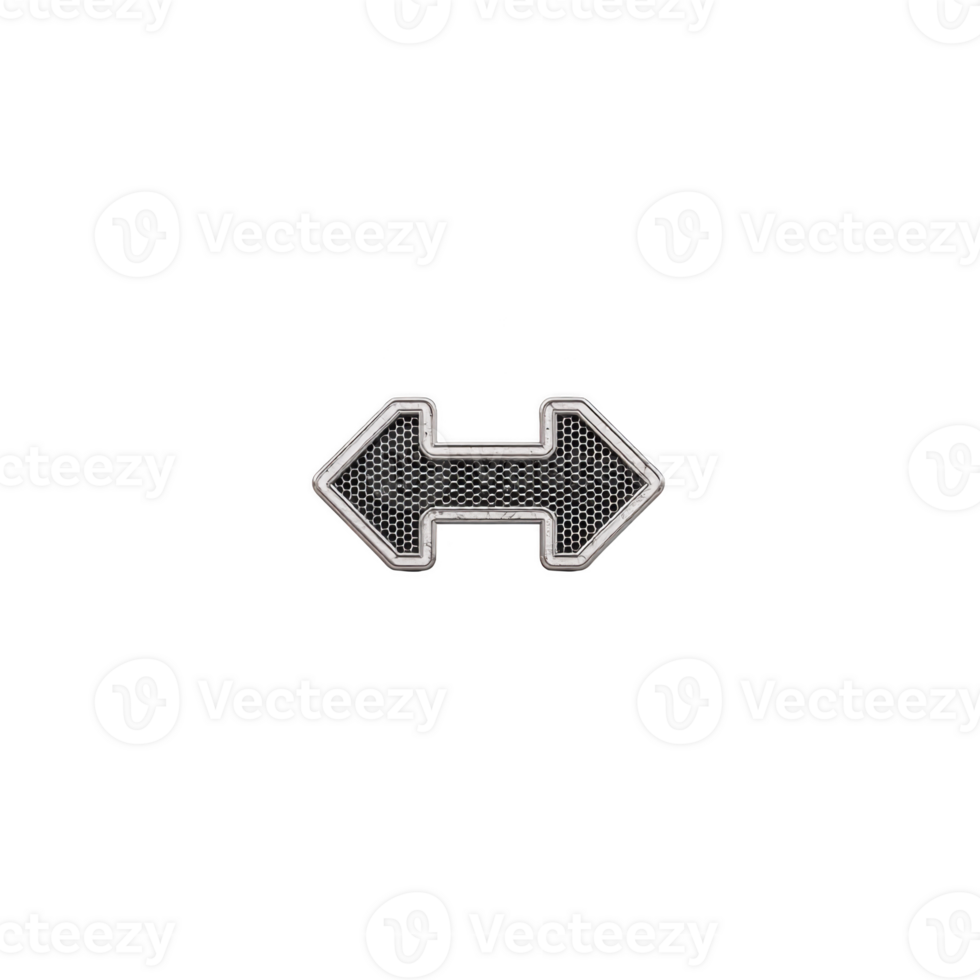 A metallic double arrow icon with textured surface on transparency background, symbolizing direction or navigation. design is sleek and modern, suitable for digital interfaces png