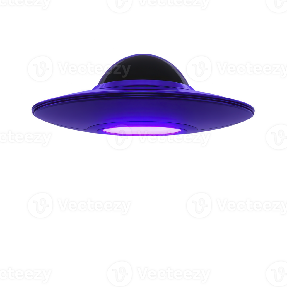 A glowing purple ufo with dome shaped top and circular base emits mysterious light, evoking sense of wonder and curiosity about extraterrestrial life png