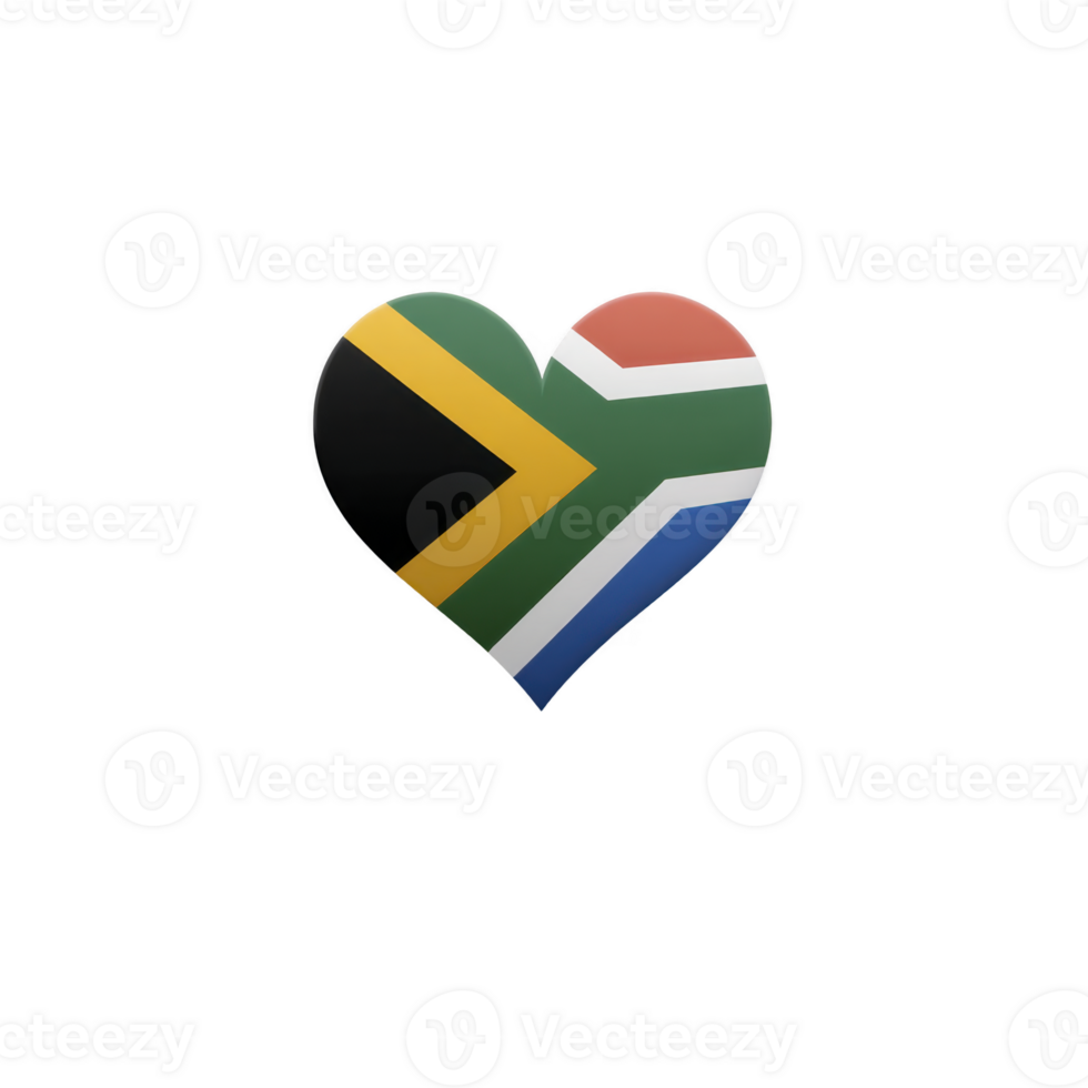 Heart shaped design featuring South African flag symbolizing love and pride for nation. flag colors include black yellow green white red and blue representing unity and diversity png