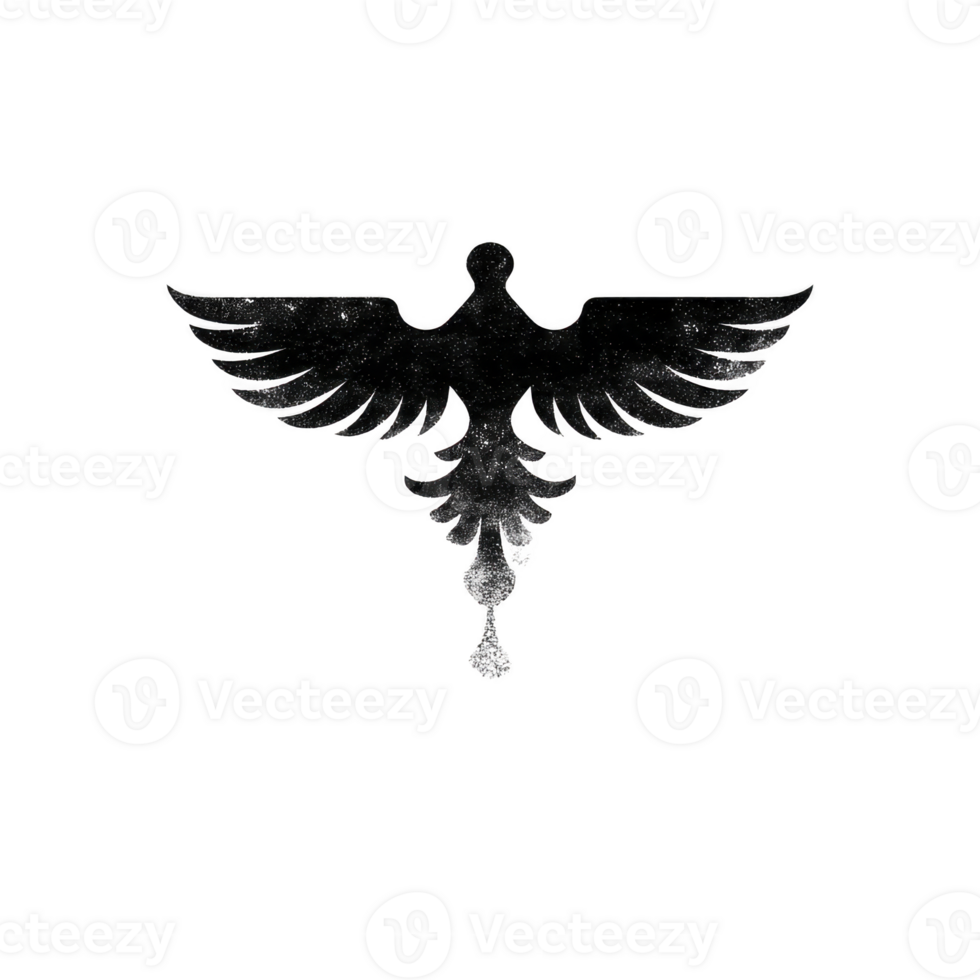 Black silhouette of stylized phoenix with outstretched wings and flowing tail, symbolizing rebirth and transformation. design is simple yet elegant, evoking sense of mystery png