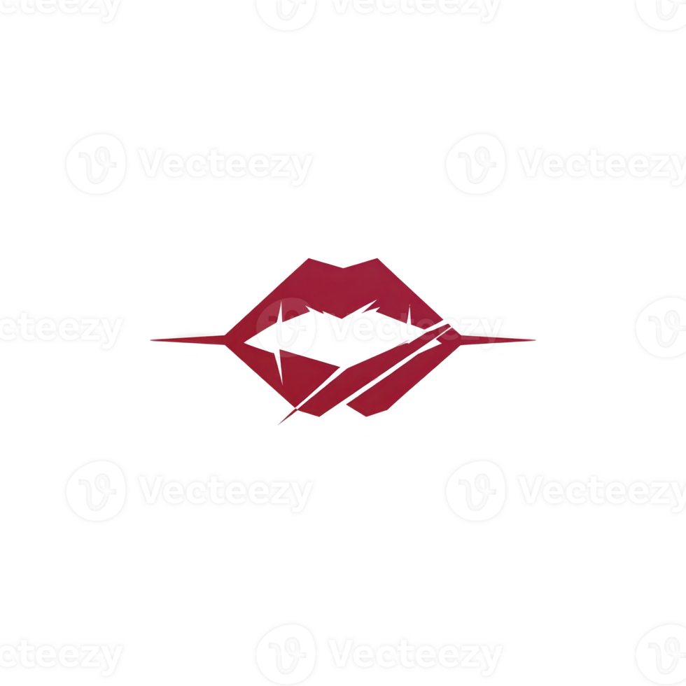 Bold red lips graphic with striking design, featuring stylized, edgy appearance. lips are slightly parted, creating sense of intrigue and allure. minimalist style emphasizes lips shape and color png