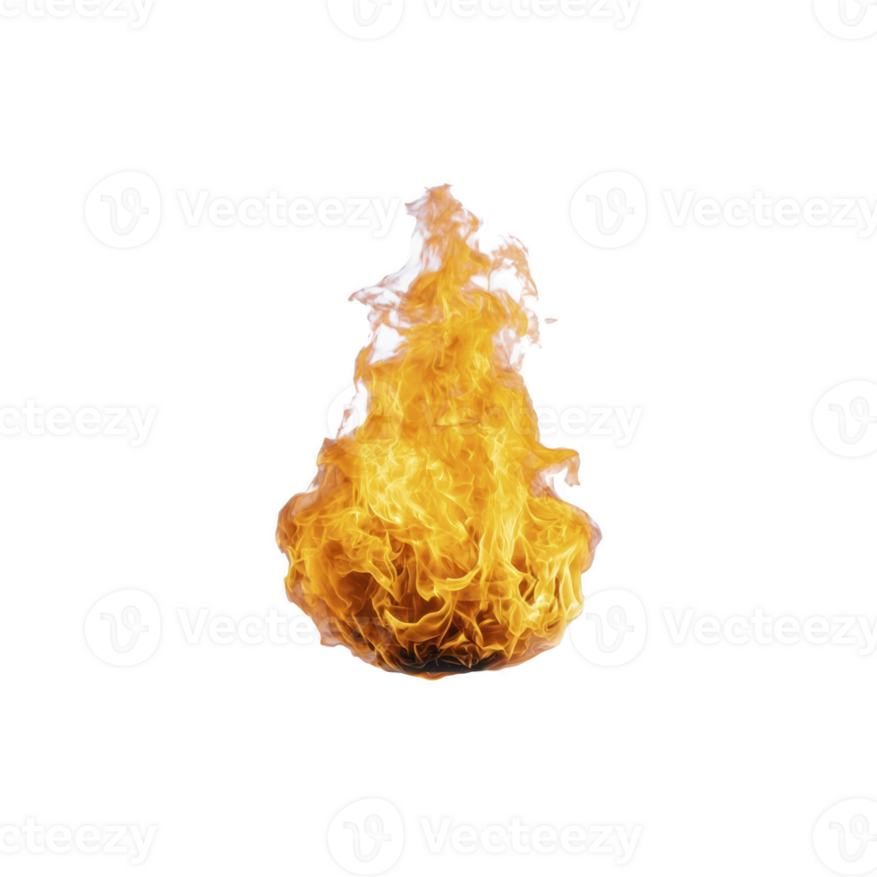 Vibrant, isolated flame with dynamic movement and bright orange hues, set against transparent background, creating striking visual effect png