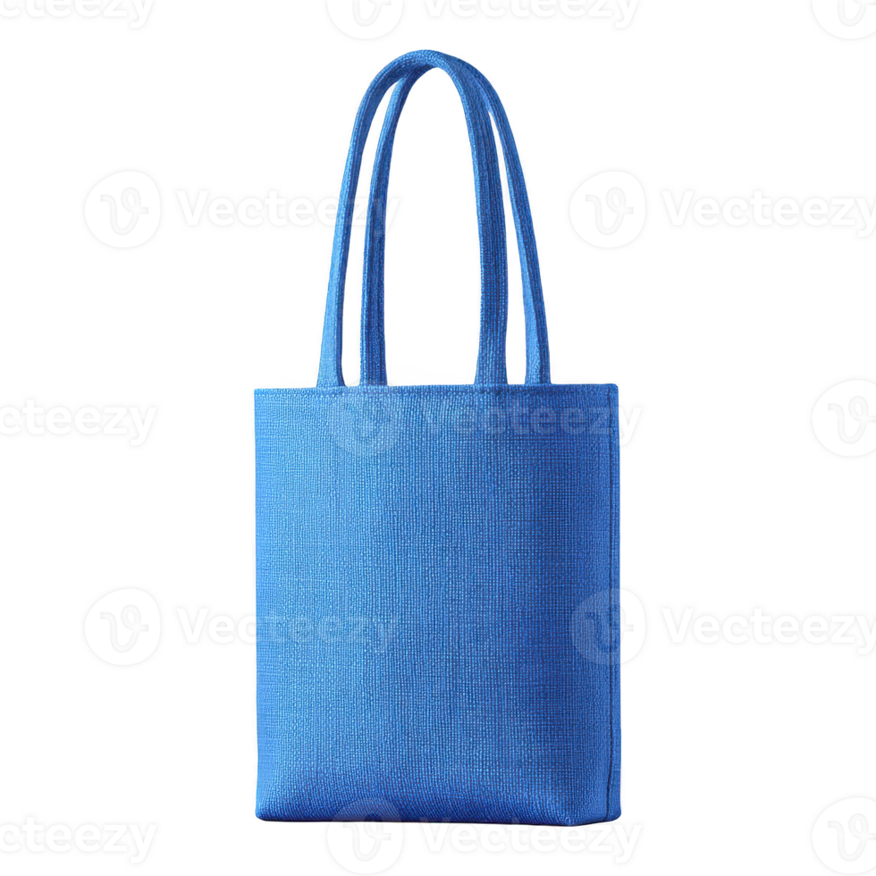Stylish blue tote bag with textured fabric design and sturdy handles, perfect for everyday use or shopping. vibrant color adds pop of style to any outfit png