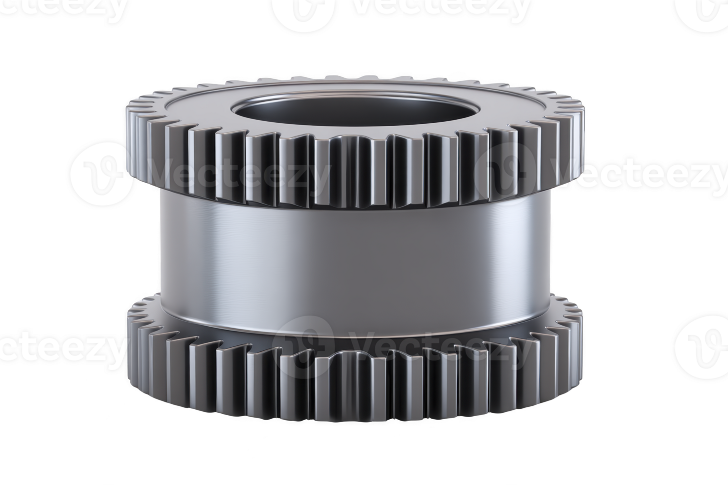 A metallic gear with interlocking teeth is displayed, showcasing its industrial design and functionality. gear cylindrical shape and precise engineering highlight its use in machinery png