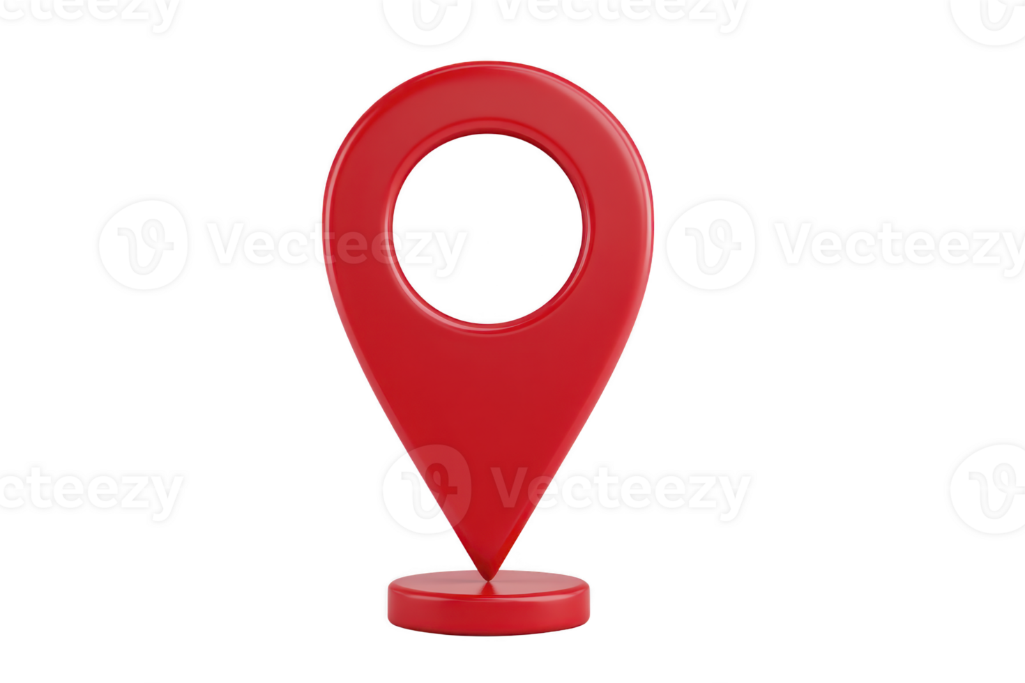 A red 3d location pin icon stands upright, symbolizing navigation and mapping. glossy finish and minimalist design make it ideal for digital interfaces and applications png