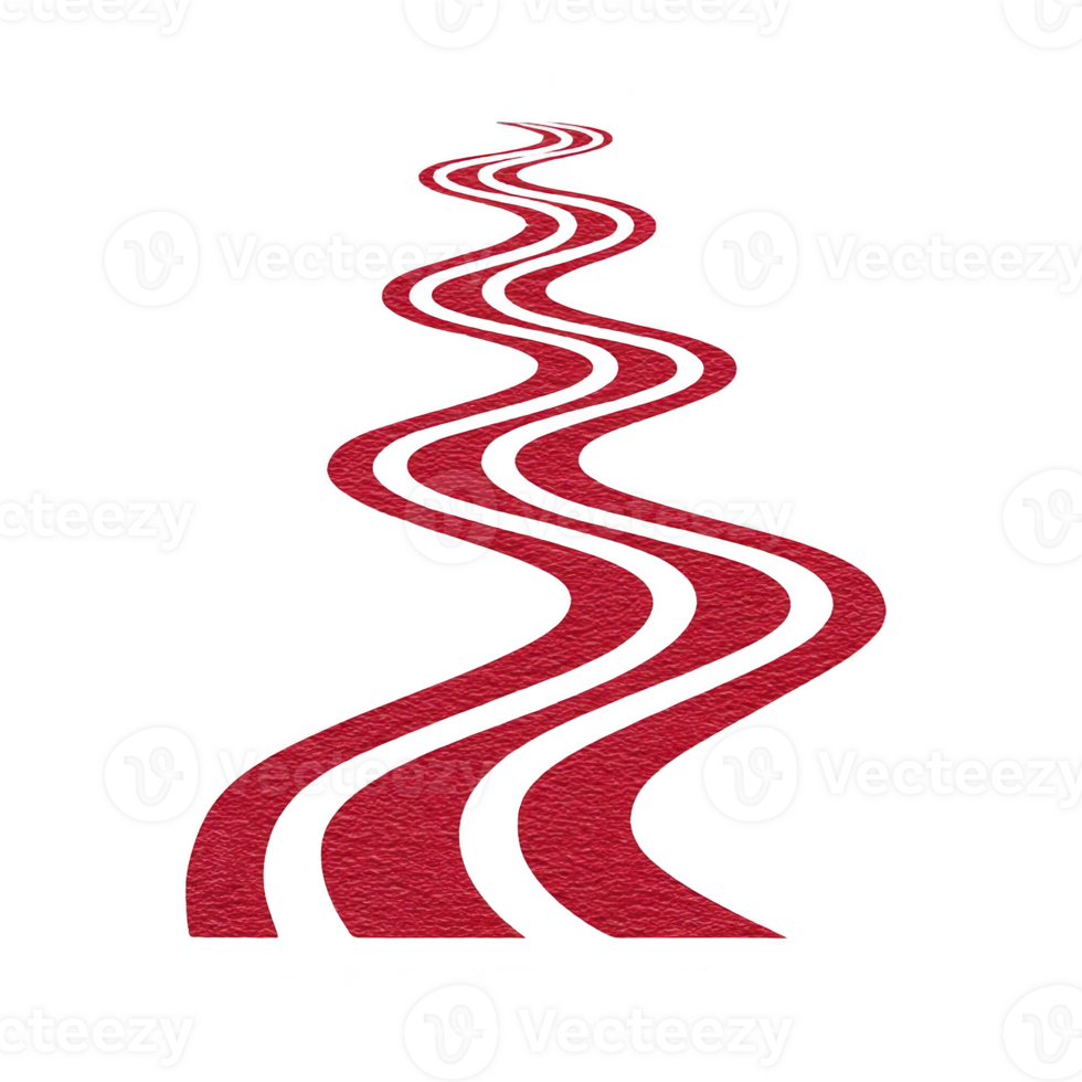 A winding red road with black edges creates dynamic and abstract visual, symbolizing journey or path. vibrant color and curvy design evoke movement and energy png