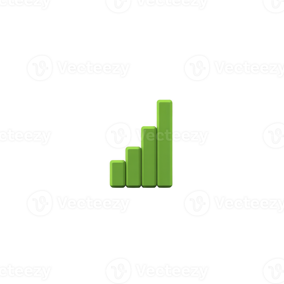 A green bar chart icon with four ascending bars represents growth or progress. simple design is often used in business or data analysis contexts to indicate increasing trends png