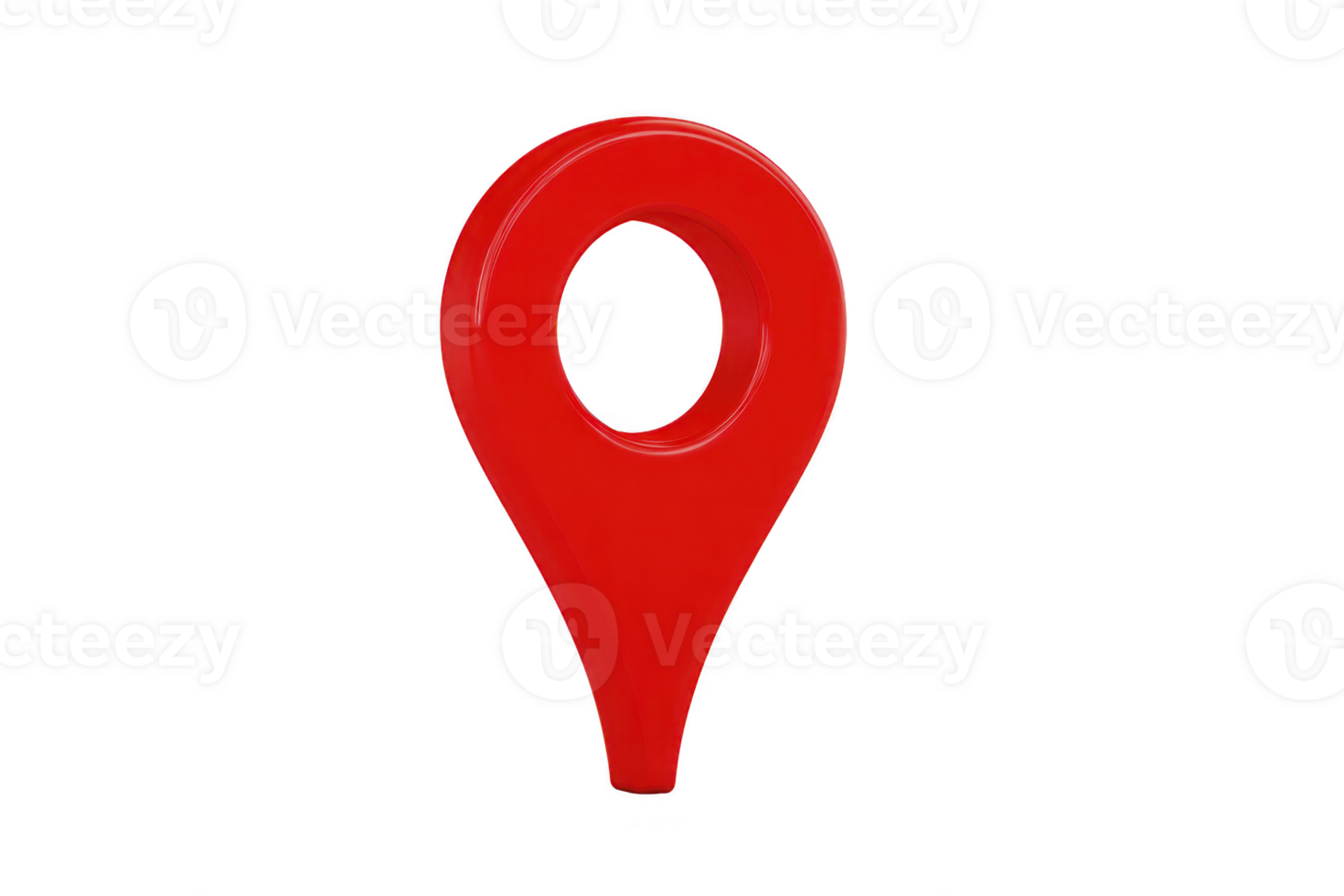 A red 3d map pin icon with glossy finish, isolated on transparency background, symbolizing location or navigation png