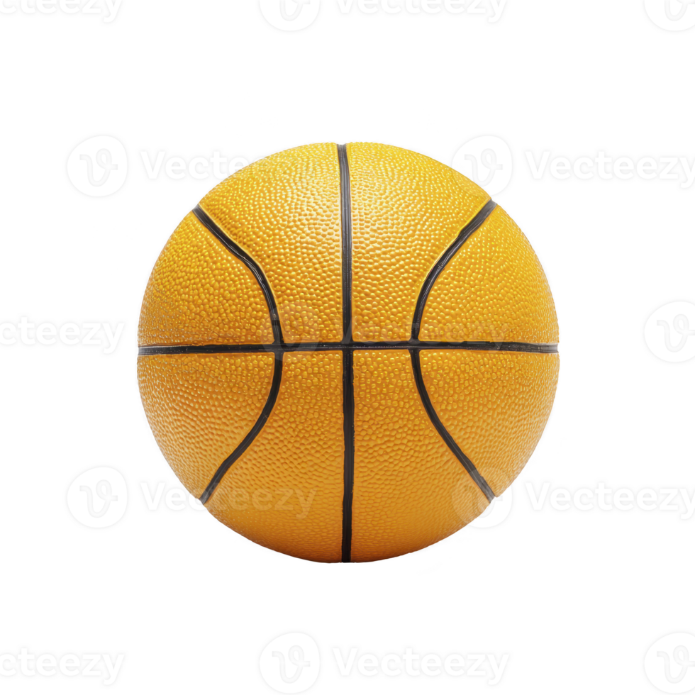 A textured orange basketball with black lines is centered on plain background, showcasing its classic design. ball surface is detailed, highlighting its grip and structure png