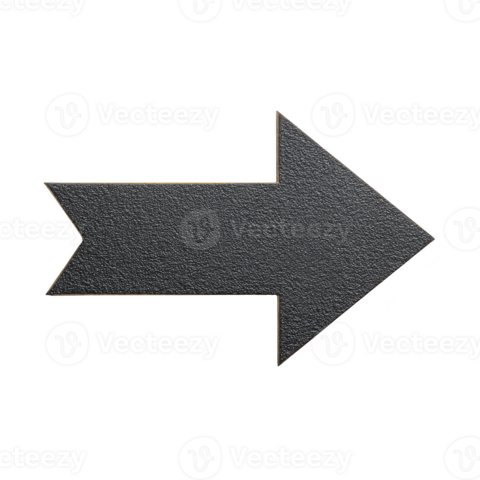 A black textured arrow pointing right on transparency background, symbolizing direction or navigation. arrow has simple, bold design, making it suitable for various graphic uses png