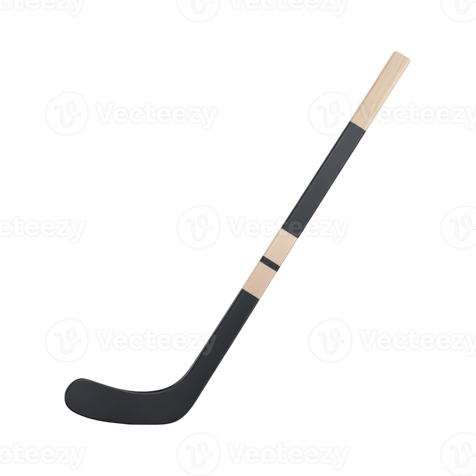 A black and wooden hockey stick with curved blade, designed for playing ice hockey. stick features sleek design with smooth finish, suitable for both amateur and professional players png