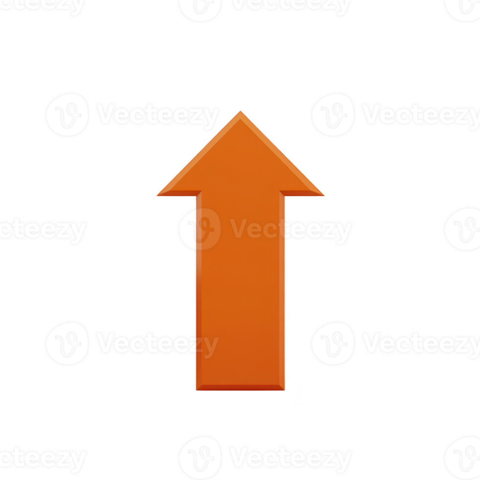 An orange arrow pointing upwards on transparency background, symbolizing direction and progress. arrow is bold and simple, conveying sense of movement and positivity png