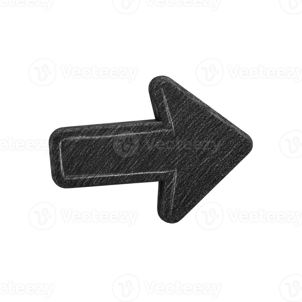 A chalk drawn right arrow on blackboard background, conveying direction and simplicity. sketchy style adds casual, educational feel, perfect for presentations or teaching materials png