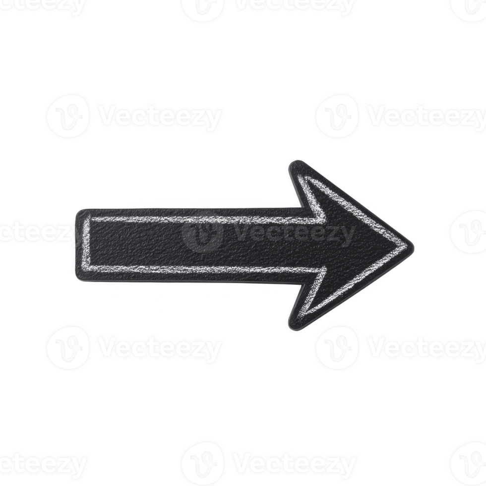 A black chalkboard arrow pointing right with white outline, symbolizing direction or movement. arrow is simple and bold, often used in educational or instructional contexts png