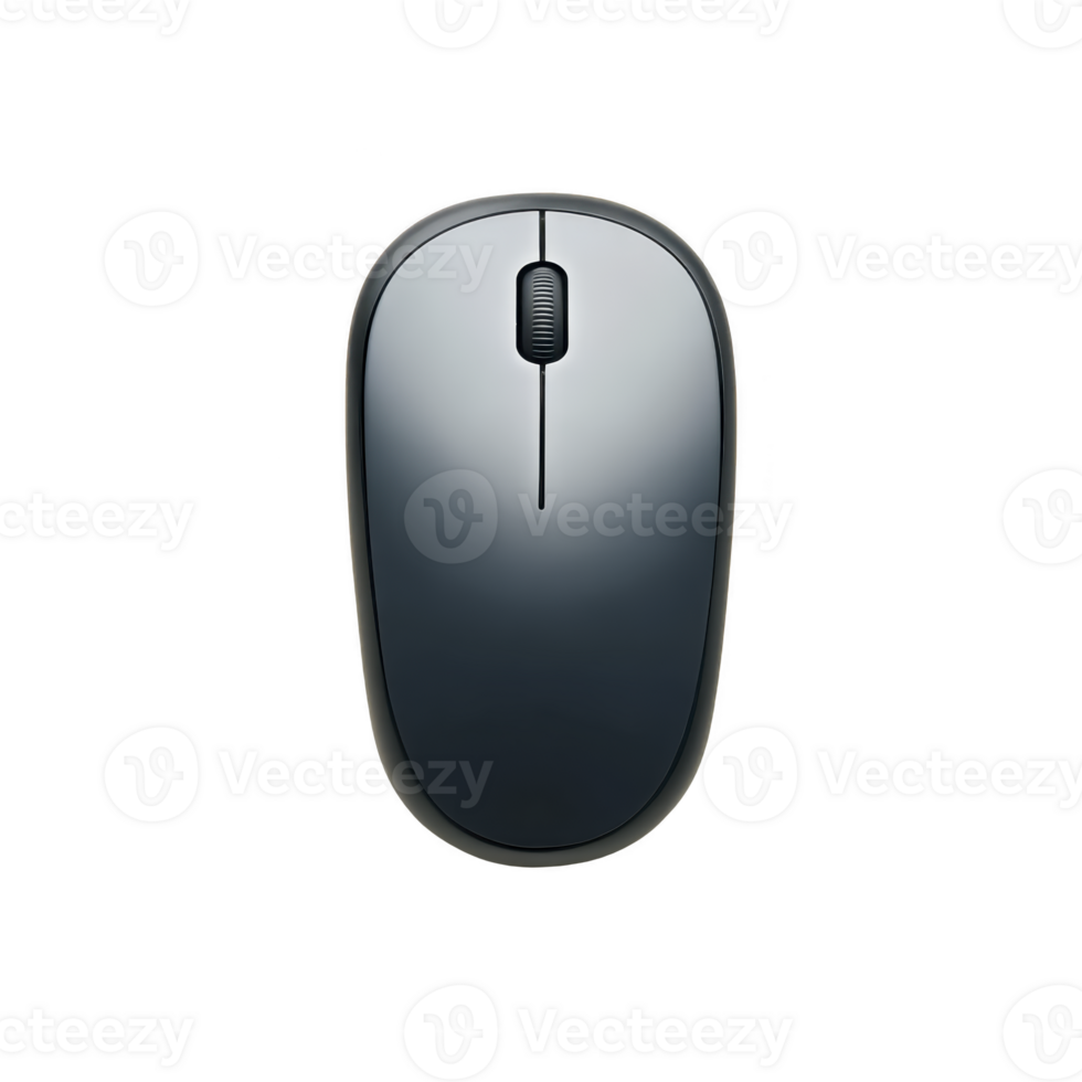 A sleek, modern wireless computer mouse with metallic finish, featuring scroll wheel and ergonomic design, ideal for office or home use png