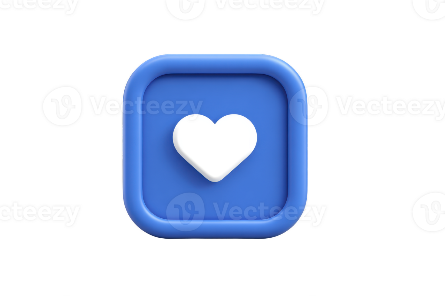 A 3d blue square icon with white heart symbol in center, representing social media engagement or like button. design is simple and modern, conveying sense of connection and positivity png