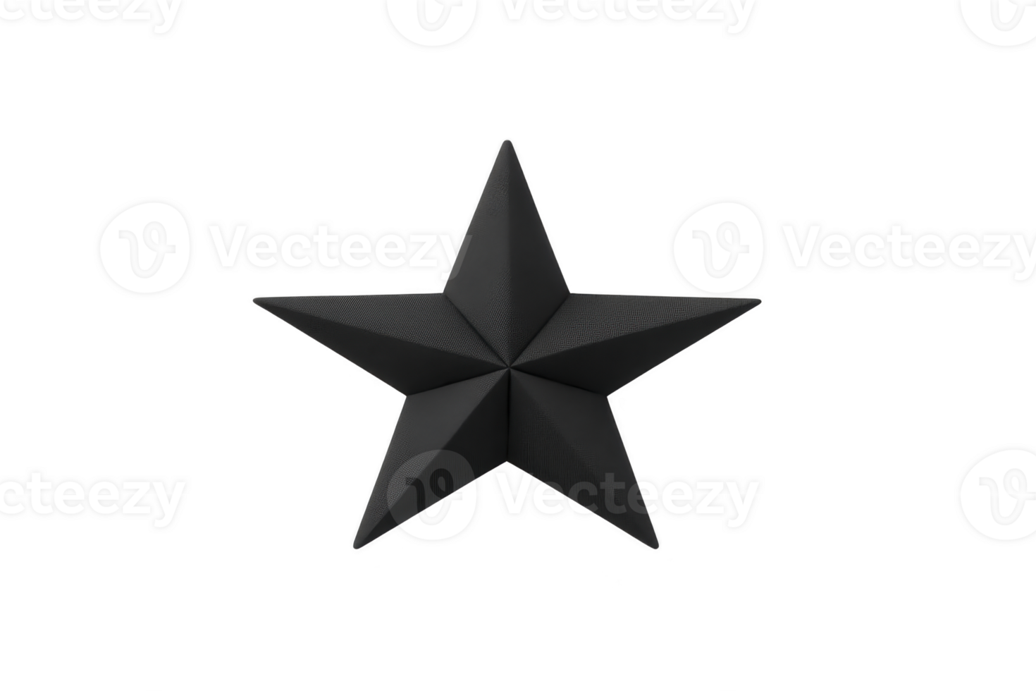 A black 3d star with smooth surface is centered on transparency background, creating minimalist and modern design. star sharp edges and sleek appearance give it contemporary feel png