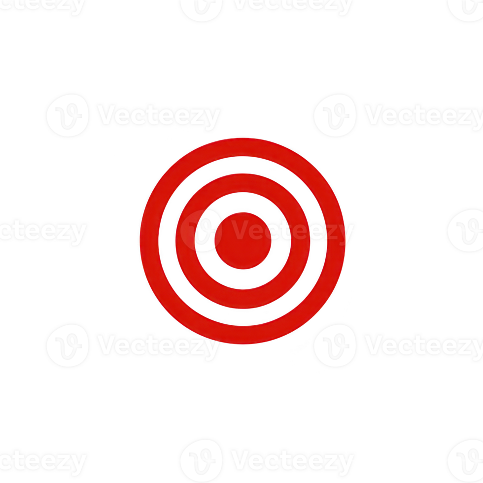 A red target symbol with concentric circles on transparency background, conveying focus and precision. design is simple and bold, often used in contexts related to aiming or goals png