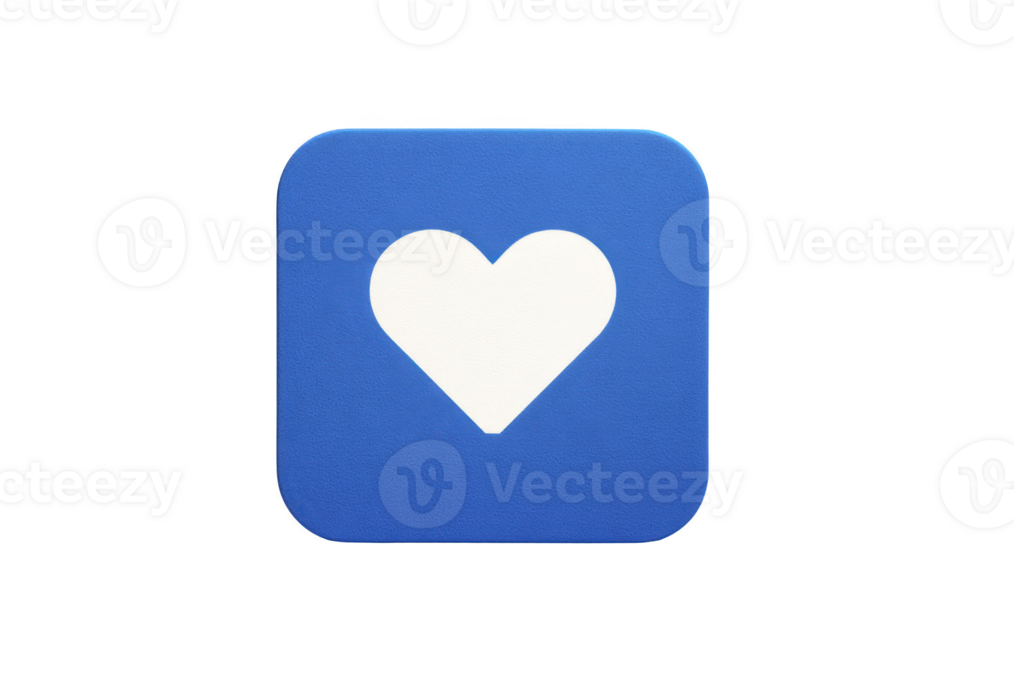 A blue square icon with white heart symbol in center, representing love or like, is displayed on plain background. design is simple and modern, often used in digital interfaces png