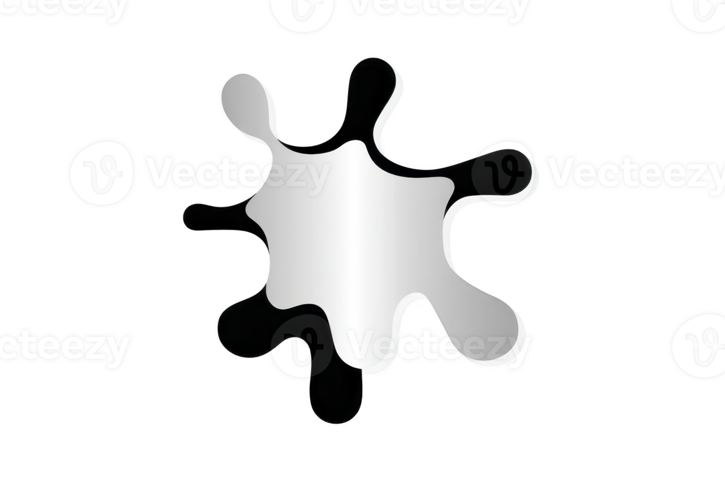 A shiny silver splash shape with smooth edges on transparency background, resembling liquid or paint splatter. design is abstract and modern, evoking creativity and fluidity png