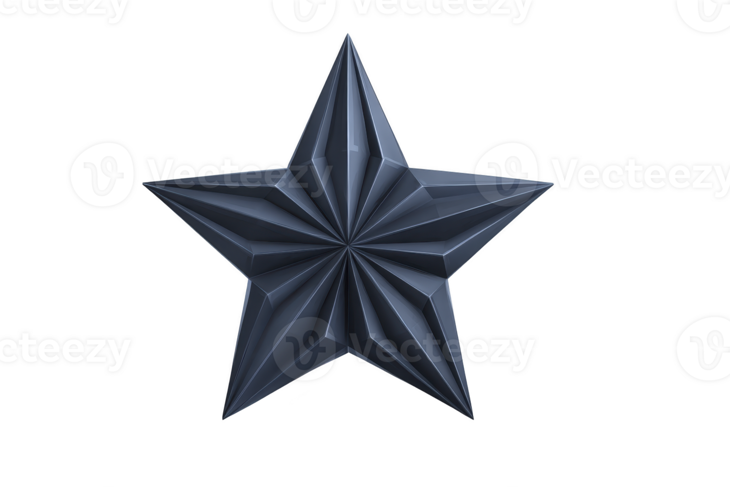A 3d geometric star with metallic finish and intricate facets creates modern and stylish design. dark color adds sleek and sophisticated touch png