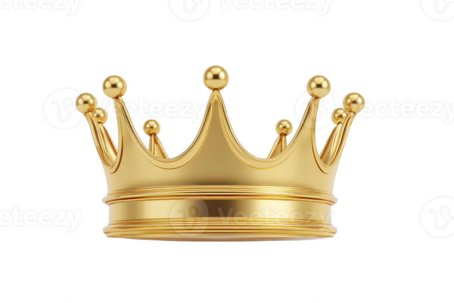 A shiny golden crown with classic design featuring rounded points and smooth finish, symbolizing royalty and luxury. crown is isolated on transparency background, emphasizing its elegance png
