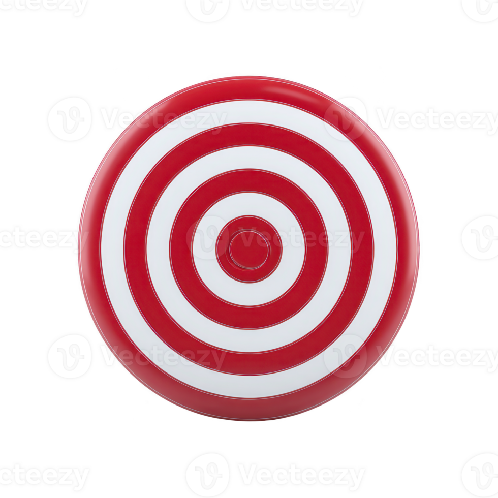 Red and white circular target with concentric rings is centered on plain background, creating bold and striking visual png