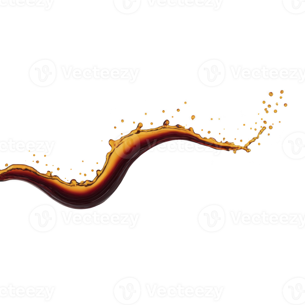 Dynamic splash of liquid arcs gracefully against transparent background, showcasing vibrant colors and fluid motion. droplets scatter energetically, creating sense of movement and energy png