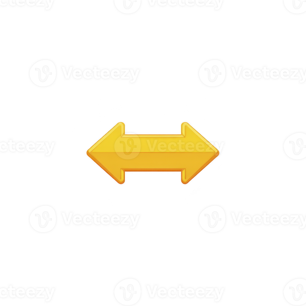 Bright yellow double arrow icon pointing left and right, symbolizing direction or choice. arrow is bold and stands out against plain background, conveying clarity and decision making png