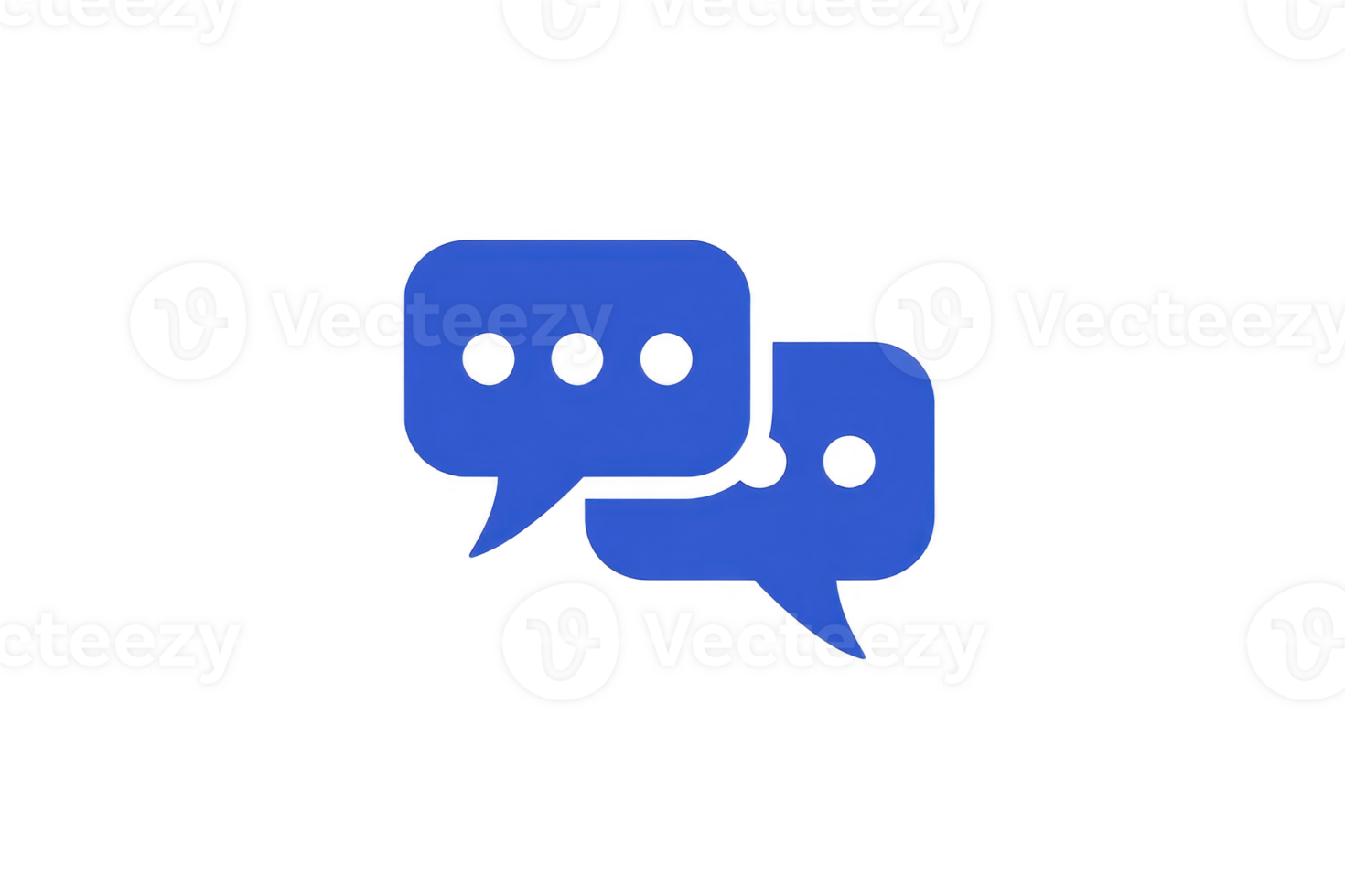 Two blue speech bubbles with three dots each, symbolizing communication and conversation, are depicted transparency background. design is simple and modern, conveying sense of dialogue png