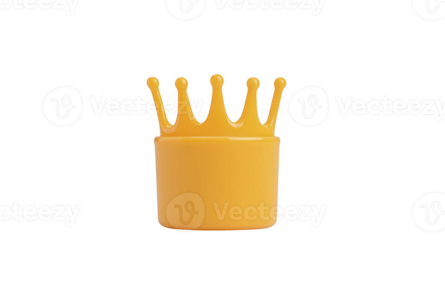Yellow container with crown shaped lid, symbolizing royalty and elegance, stands out against transparency background. vibrant color and unique design make it eye catching png