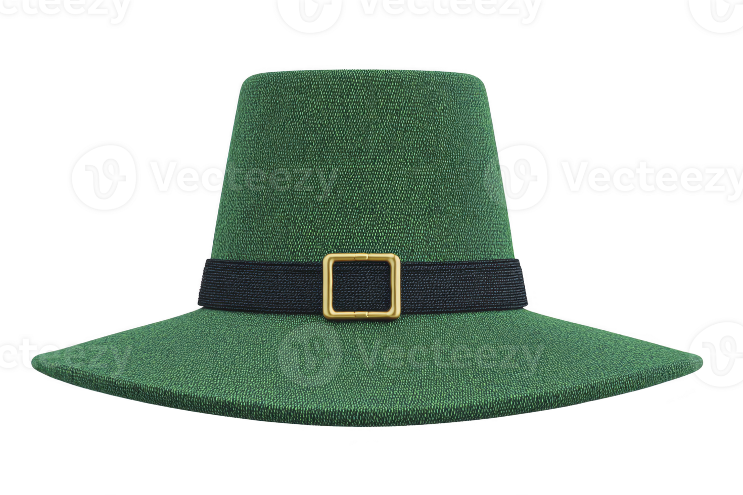 Stylish green wide brimmed hat with black band and gold buckle, perfect for adding touch of elegance to any outfit. hat classic design is both fashionable and functional png
