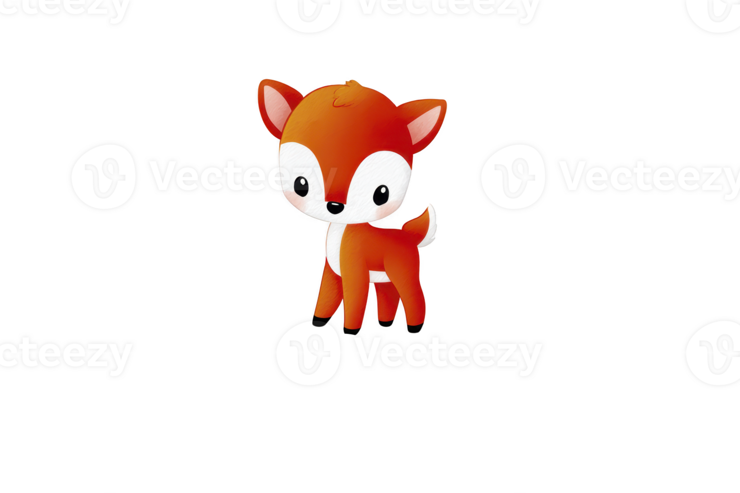 Cute cartoon deer with big eyes and small tail stands on transparency background, showcasing playful and adorable expression png