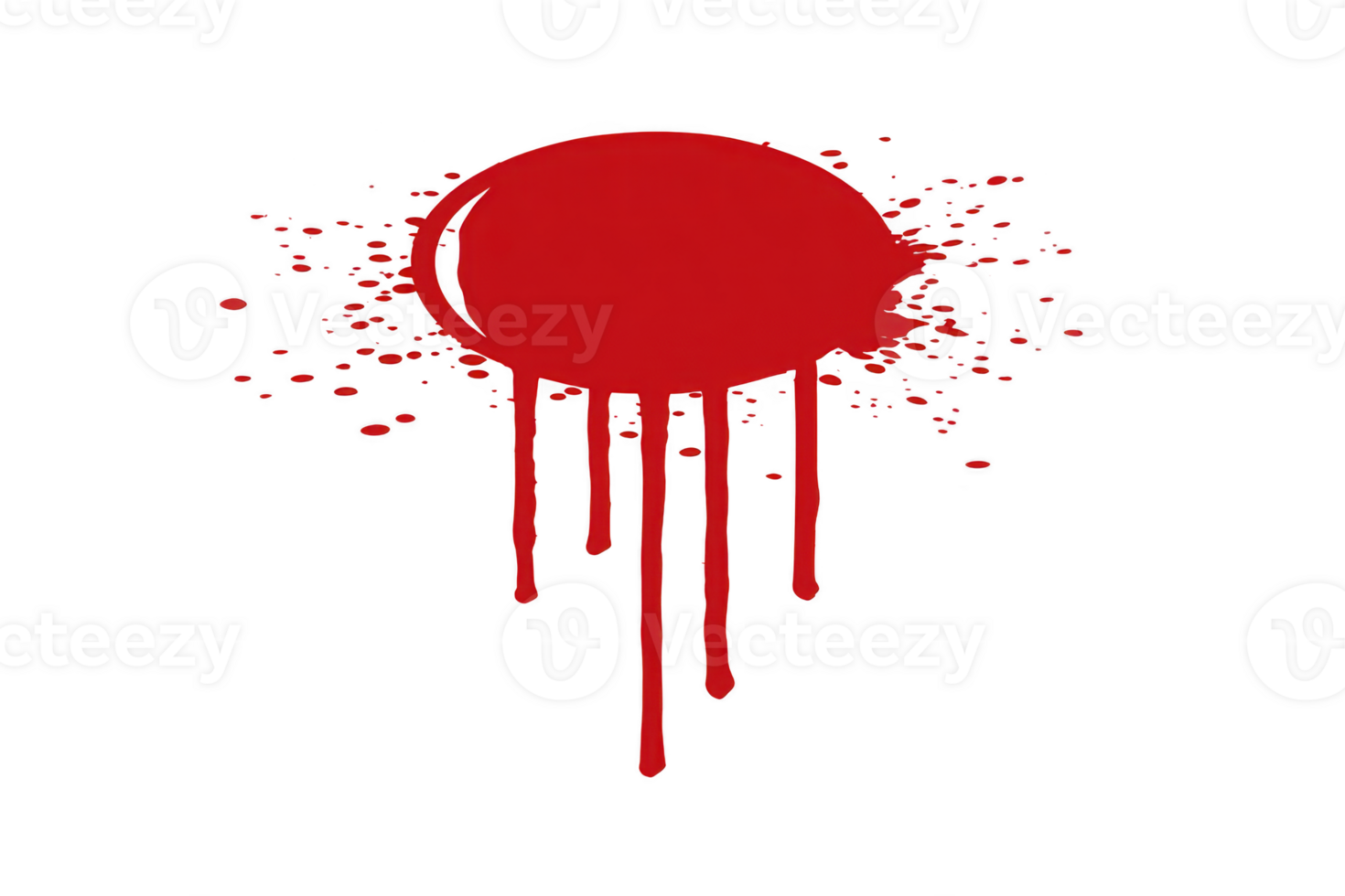 Bold red paint splatter with drips creates striking abstract design on transparency background, evoking sense of creativity and intensity png