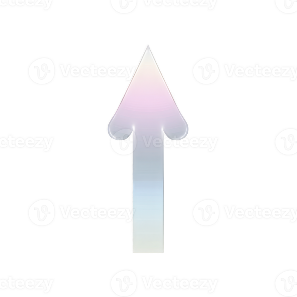 Gradient arrow pointing upwards with soft pastel color scheme, featuring shades of pink, blue, and white, creating modern and sleek design png