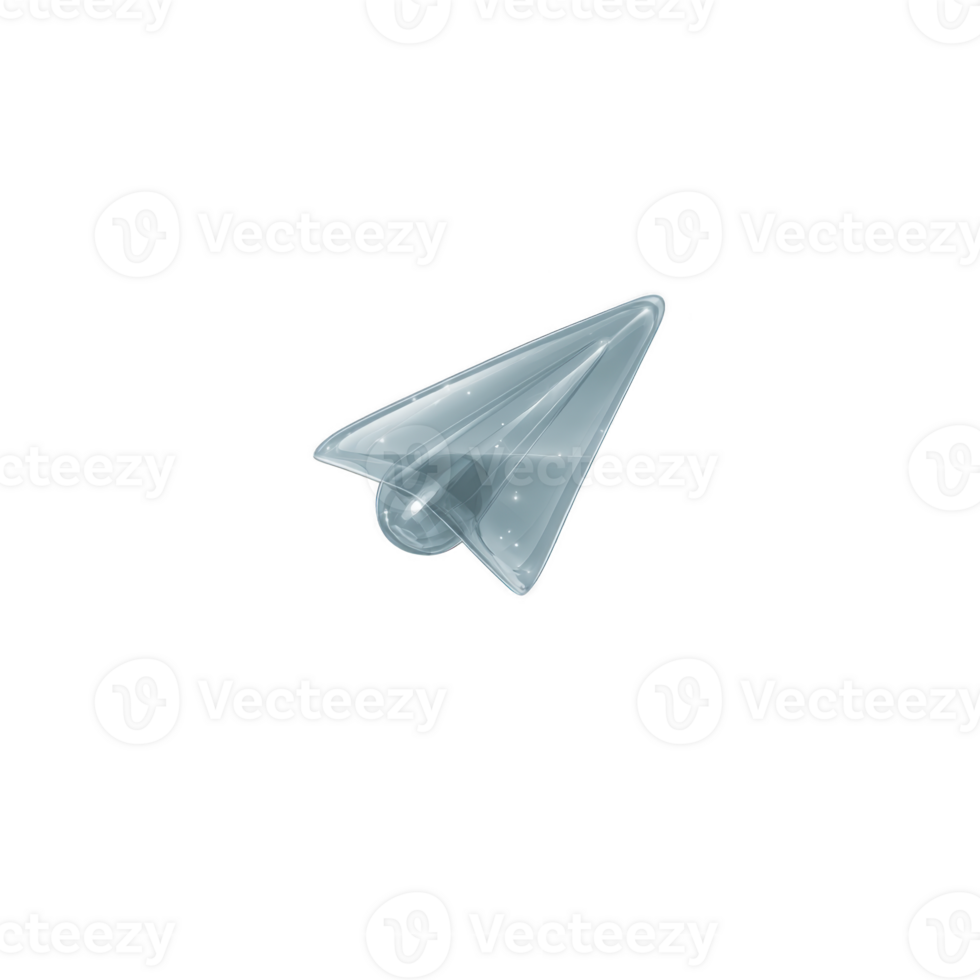 Shiny, metallic paper airplane icon with sleek design, symbolizing communication and technology. reflective surface adds modern touch, making it ideal for digital themes png