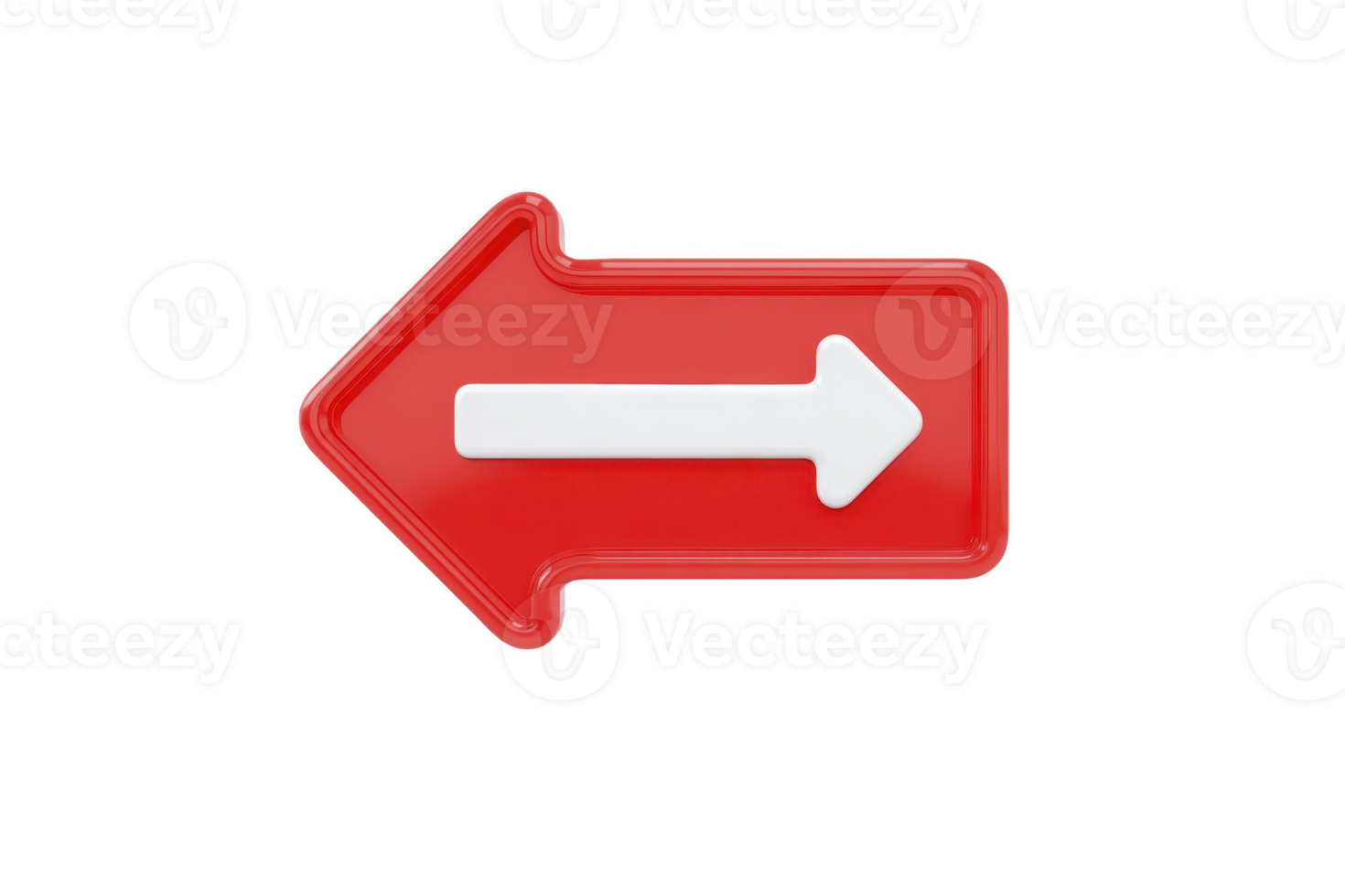 Red arrow sign with white arrow pointing left, isolated on transparency background. bold colors and simple design make it eye catching and clear for directional use png