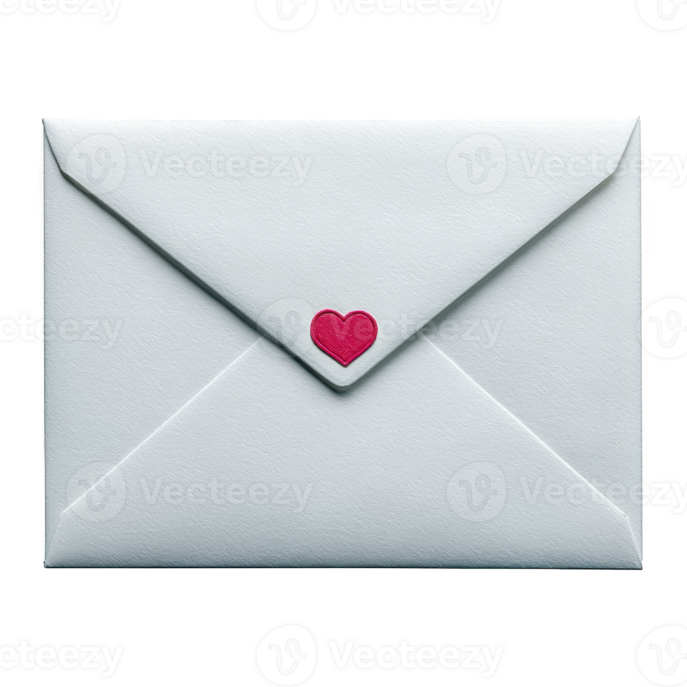 White envelope with red heart seal conveys message of love and affection, perfect for romantic occasions or heartfelt communication png