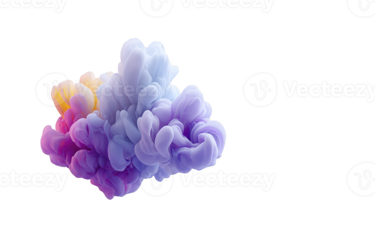Vibrant cloud of colorful ink swirls in water, creating mesmerizing abstract pattern with shades of purple, blue, and pink. fluid motion and soft gradients evoke sense of calm and creativity png