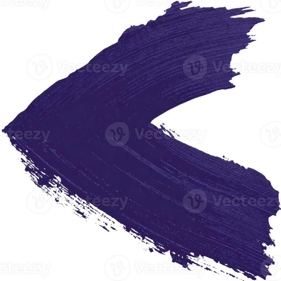Bold, textured purple brushstroke forms arrow shape, conveying sense of direction and creativity. vivid color and dynamic form add artistic flair to composition png